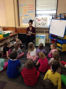 My Kinders listening to a story